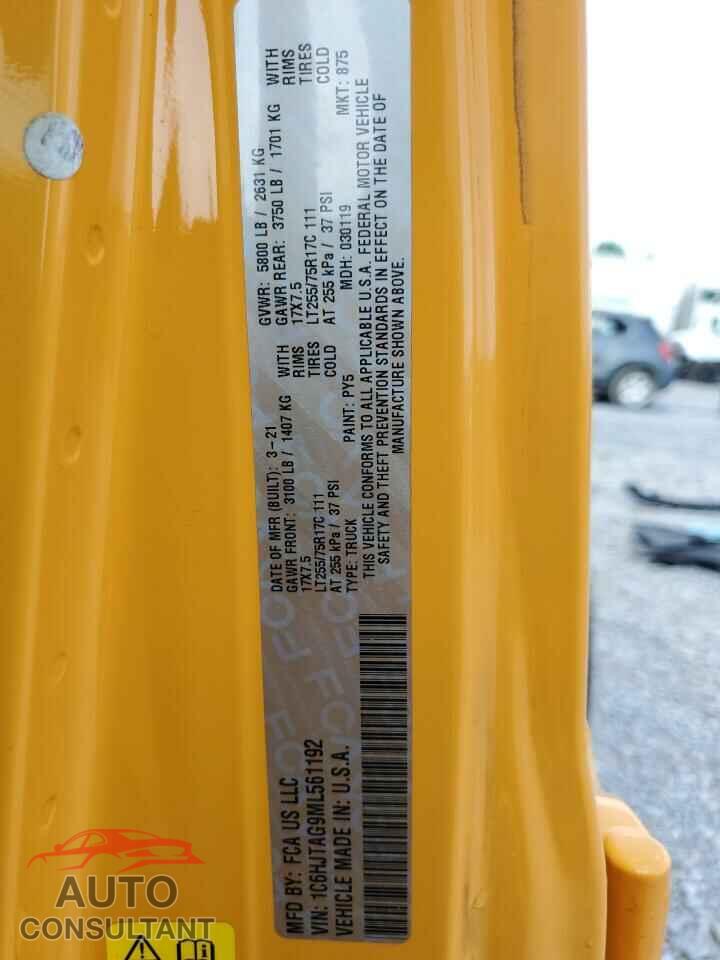 JEEP GLADIATOR 2021 - 1C6HJTAG9ML561192