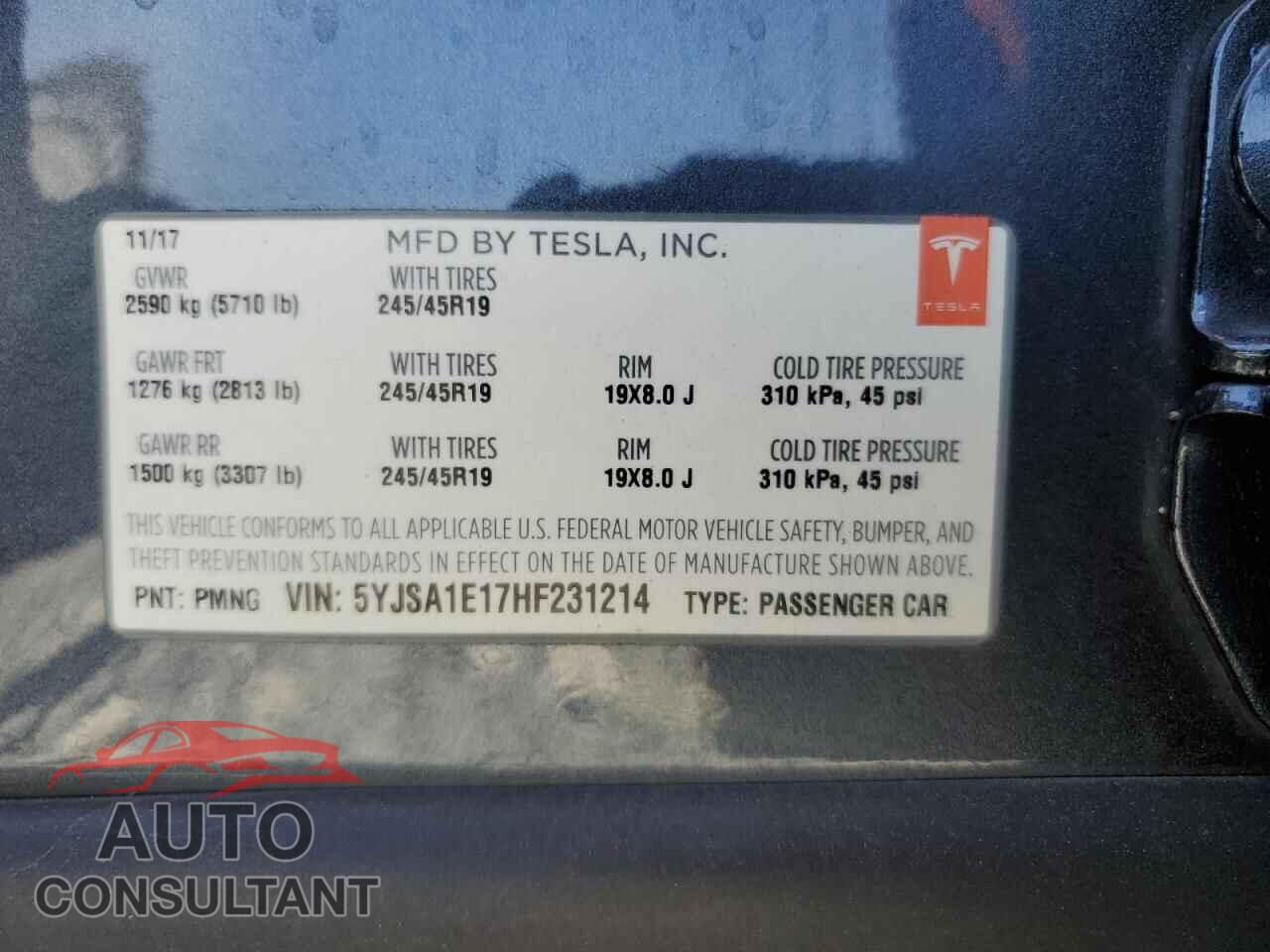 TESLA MODEL S 2017 - 5YJSA1E17HF231214