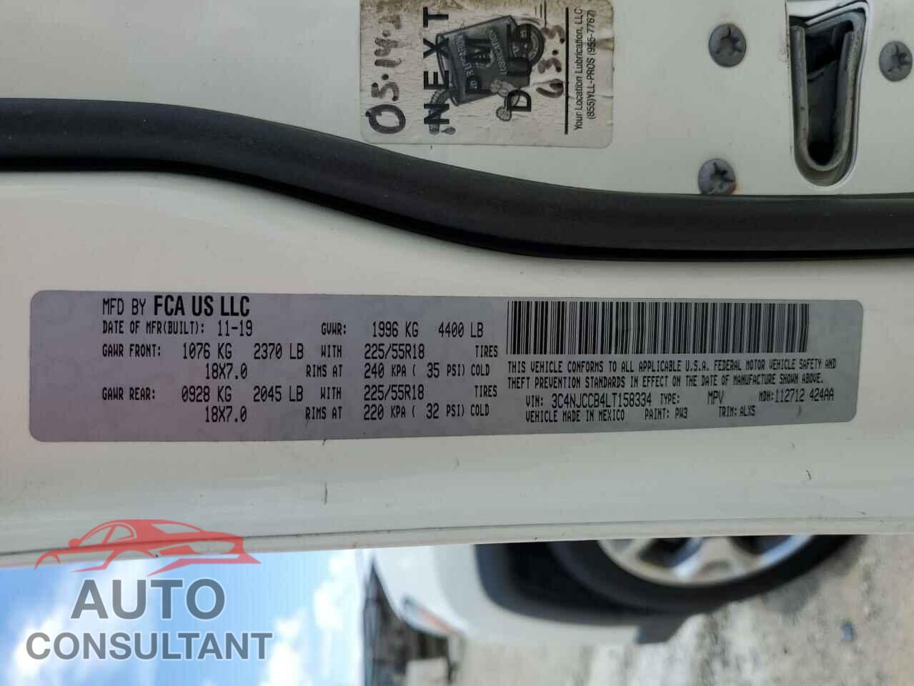 JEEP COMPASS 2020 - 3C4NJCCB4LT158334