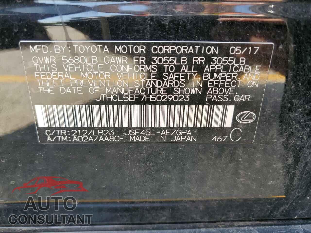 LEXUS LS460 2017 - JTHCL5EF7H5029023