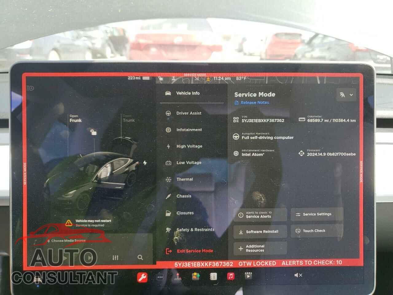 TESLA MODEL 3 2019 - 5YJ3E1EBXKF367362