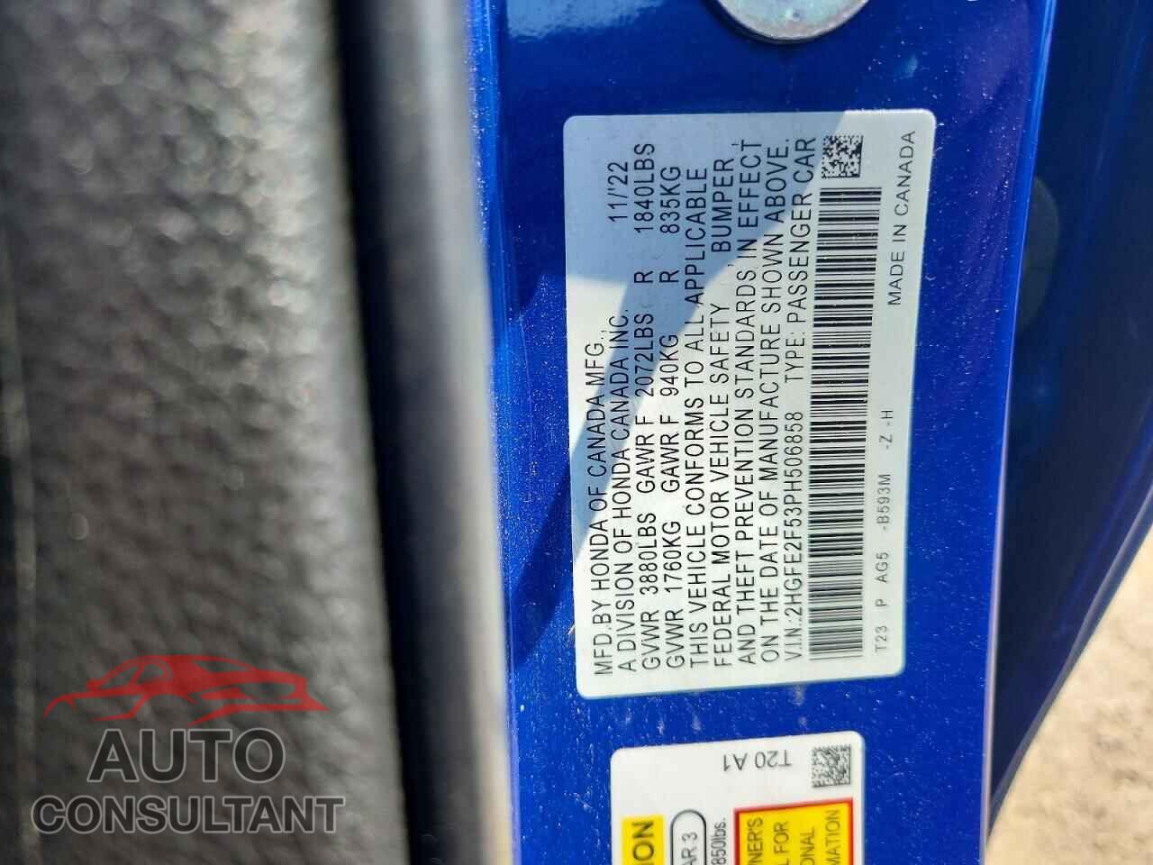 HONDA CIVIC 2023 - 2HGFE2F53PH506858