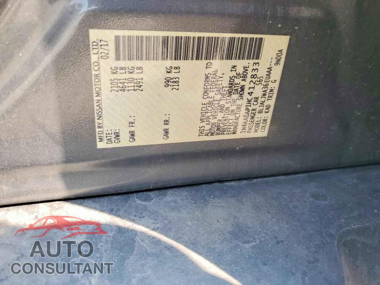 NISSAN MAXIMA 2017 - 1N4AA6AP1HC412833