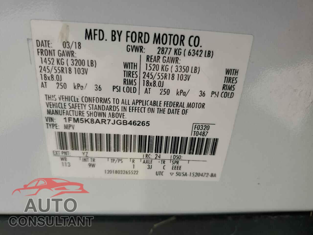 FORD EXPLORER 2018 - 1FM5K8AR7JGB46265
