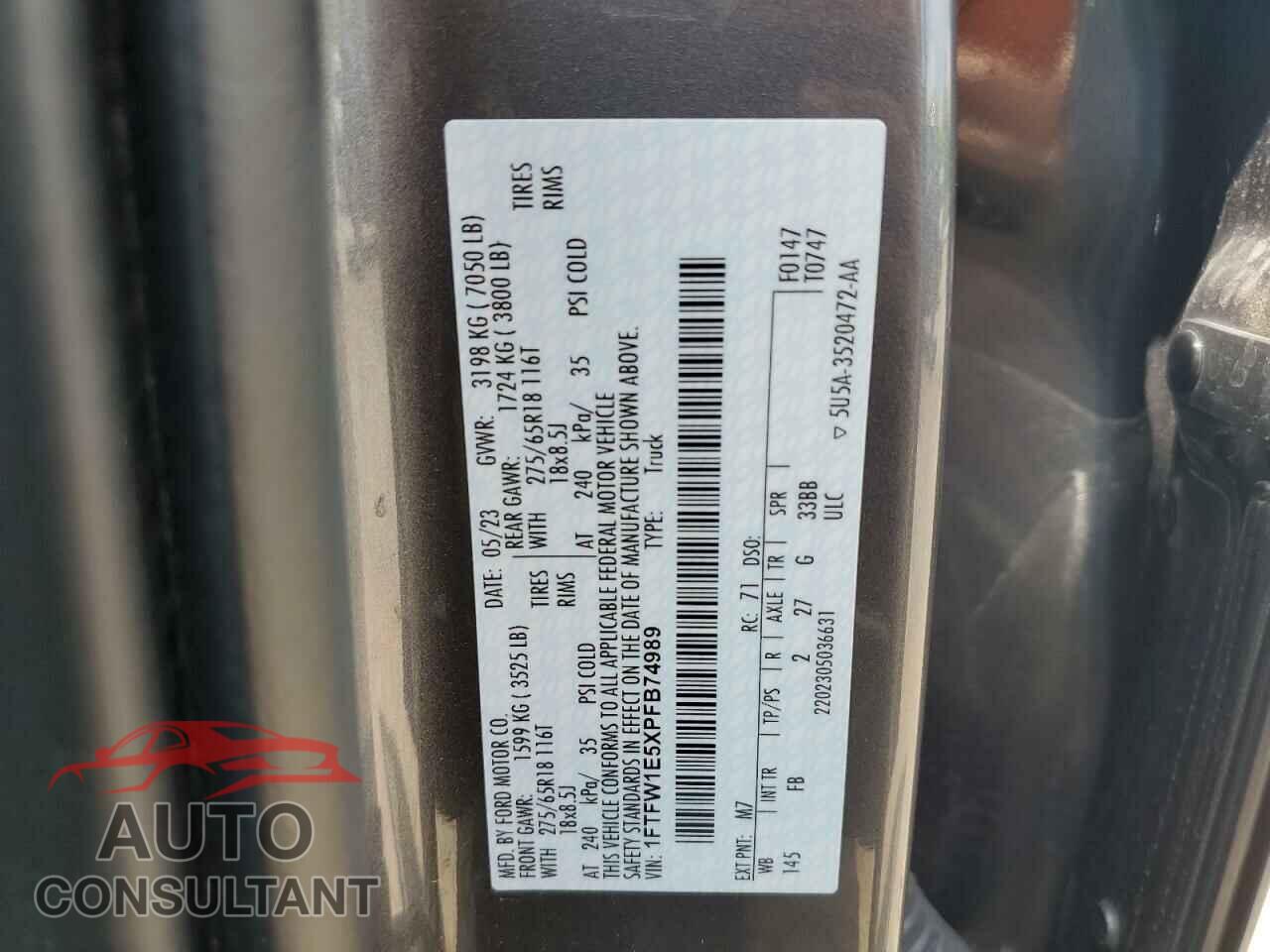 FORD F-150 2023 - 1FTFW1E5XPFB74989