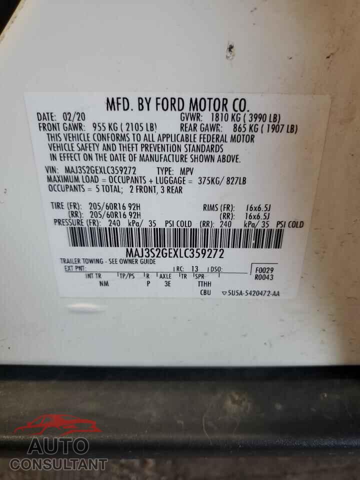 FORD ECOSPORT 2020 - MAJ3S2GEXLC359272