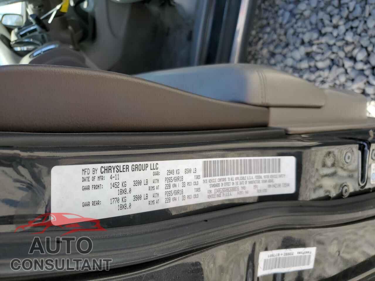 DODGE DURANGO 2011 - 1D4RE2GG0BC698816