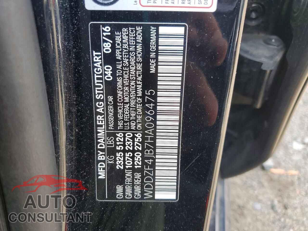 MERCEDES-BENZ E-CLASS 2017 - WDDZF4JB7HA096475