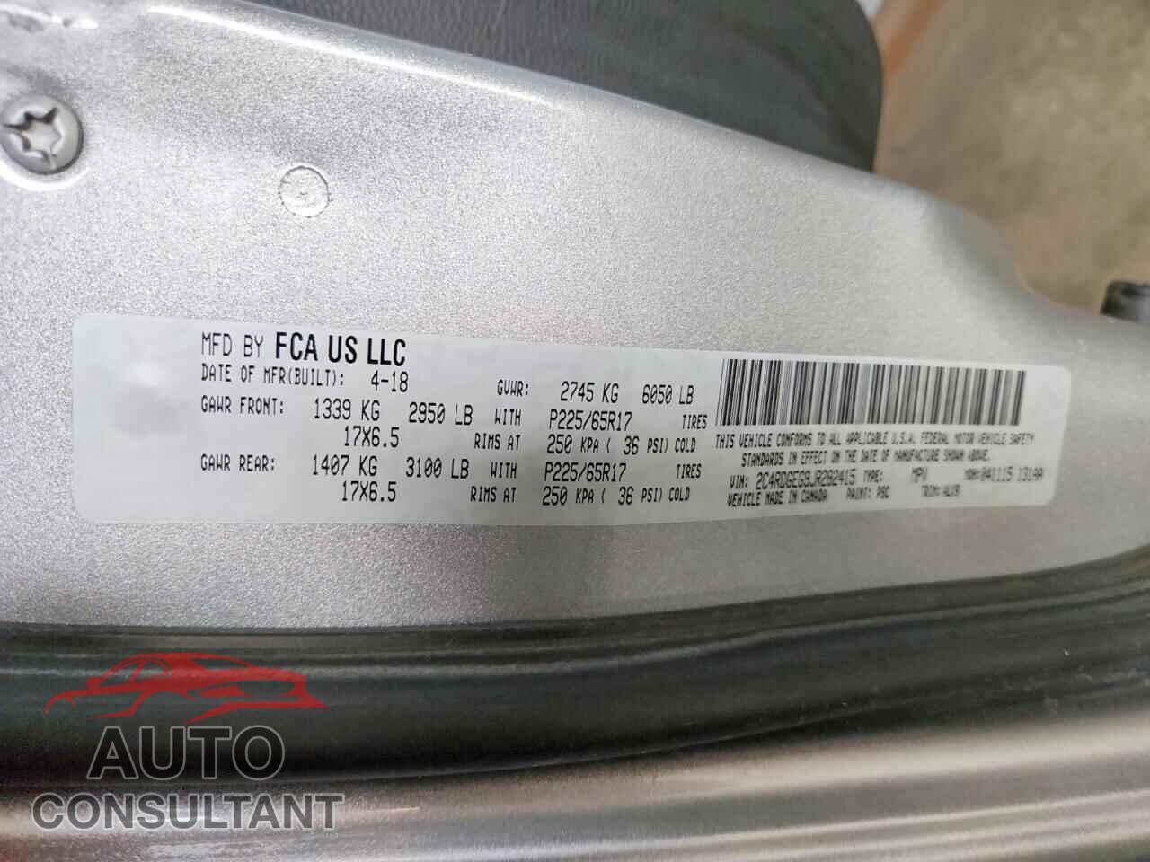 DODGE CARAVAN 2018 - 2C4RDGEG9JR282415