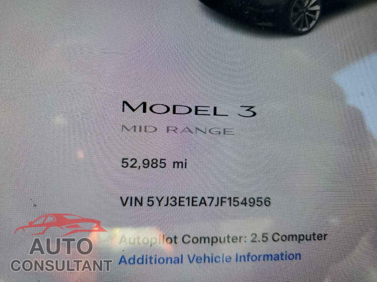 TESLA MODEL 3 2018 - 5YJ3E1EA7JF154956