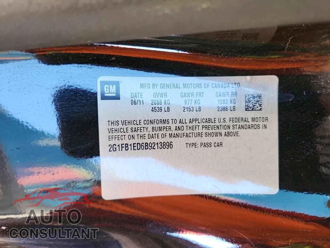CHEVROLET CAMARO 2011 - 2G1FB1ED6B9213896