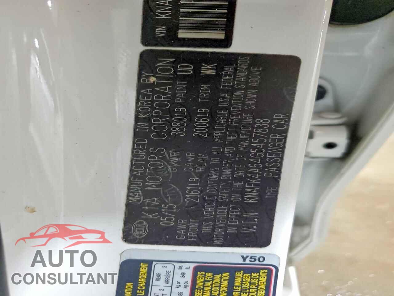 KIA FORTE 2016 - KNAFK4A64G5457838