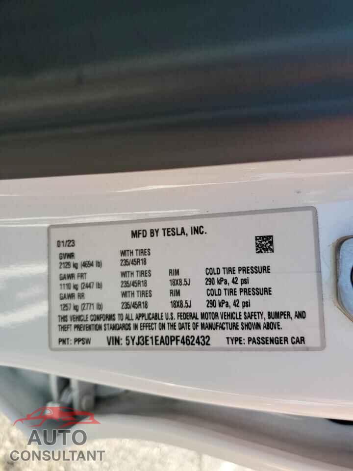 TESLA MODEL 3 2023 - 5YJ3E1EA0PF462432