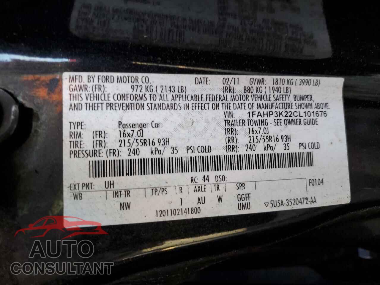 FORD FOCUS 2012 - 1FAHP3K22CL101676