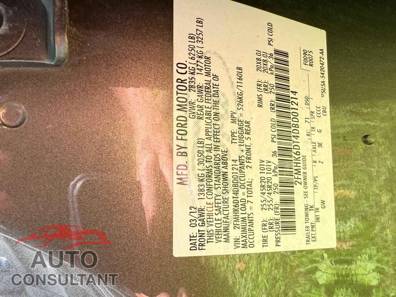 FORD FLEX 2013 - 2FMHK6DT4DBD01214