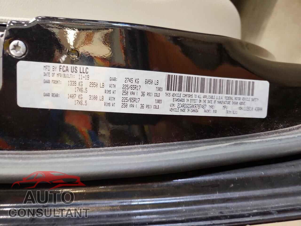 DODGE CARAVAN 2019 - 2C4RDGCG0KR797467