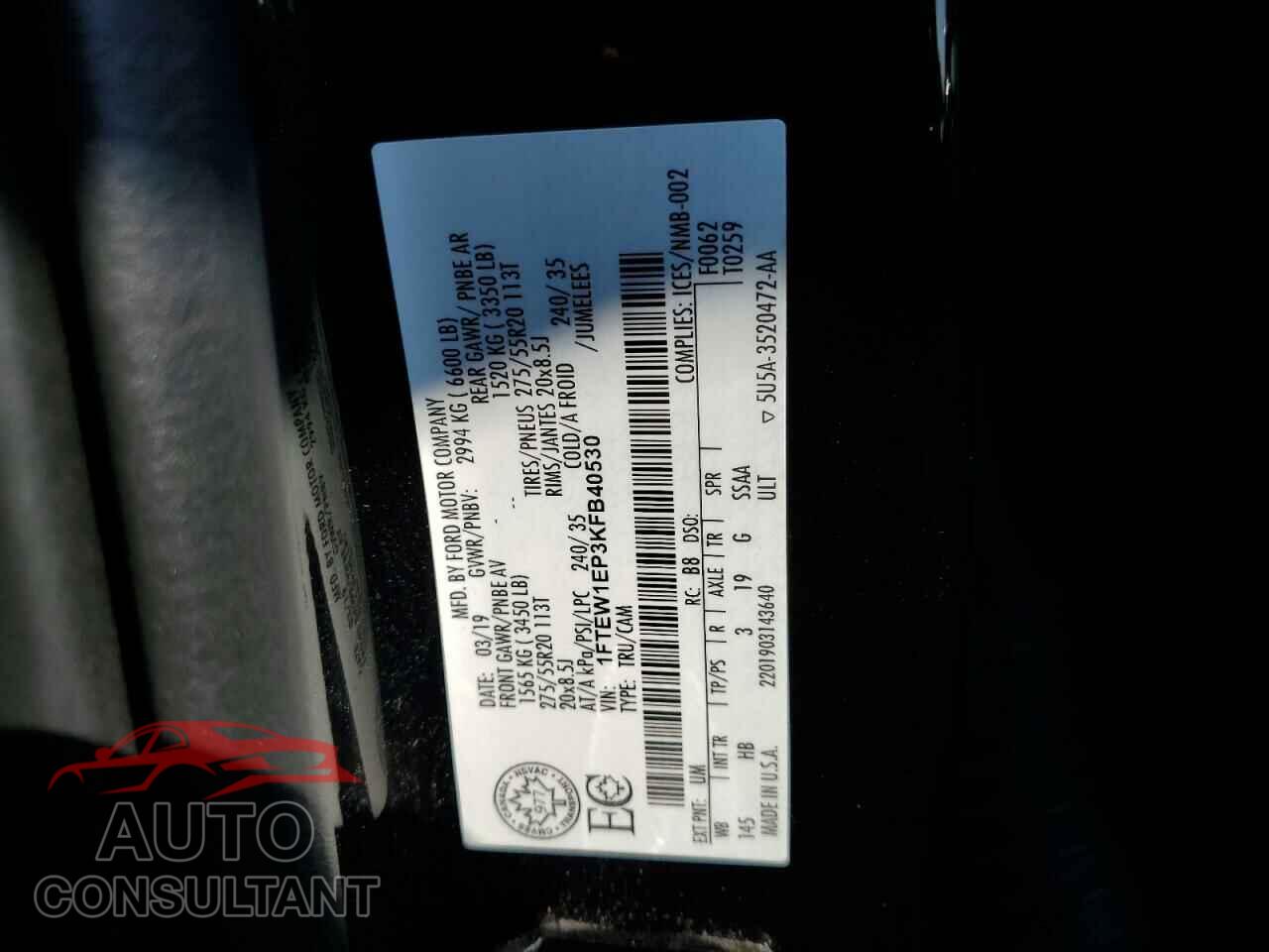 FORD F-150 2019 - 1FTEW1EP3KFB40530