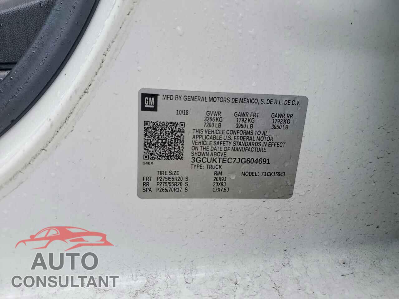 CHEVROLET SILVERADO 2018 - 3GCUKTEC7JG604691