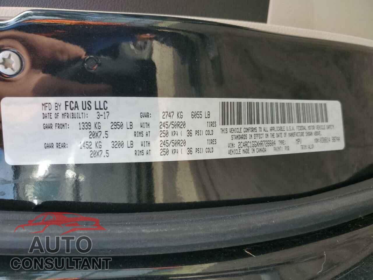 CHRYSLER PACIFICA 2017 - 2C4RC1GGXHR726604