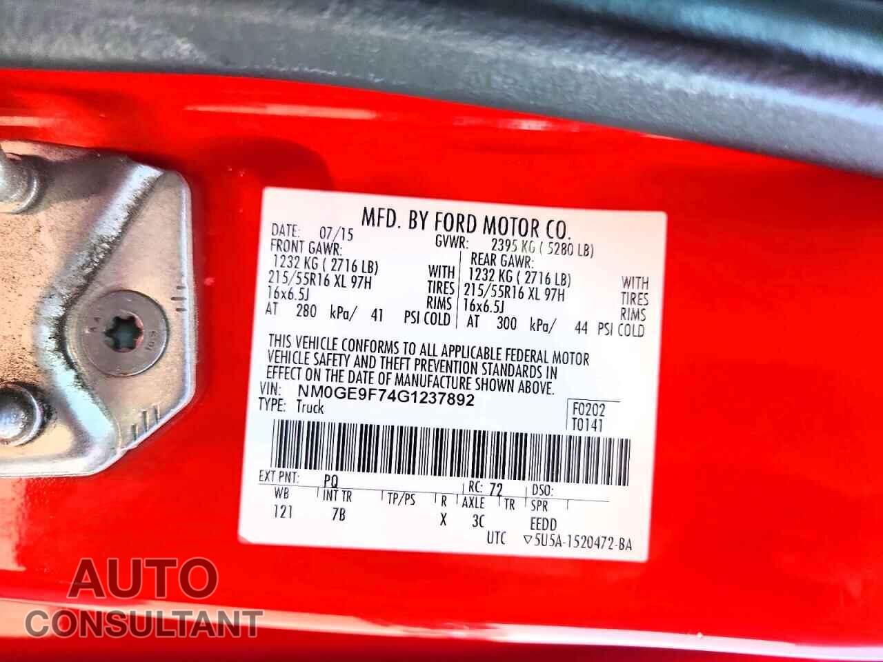 FORD TRANSIT 2016 - NM0GE9F74G1237892