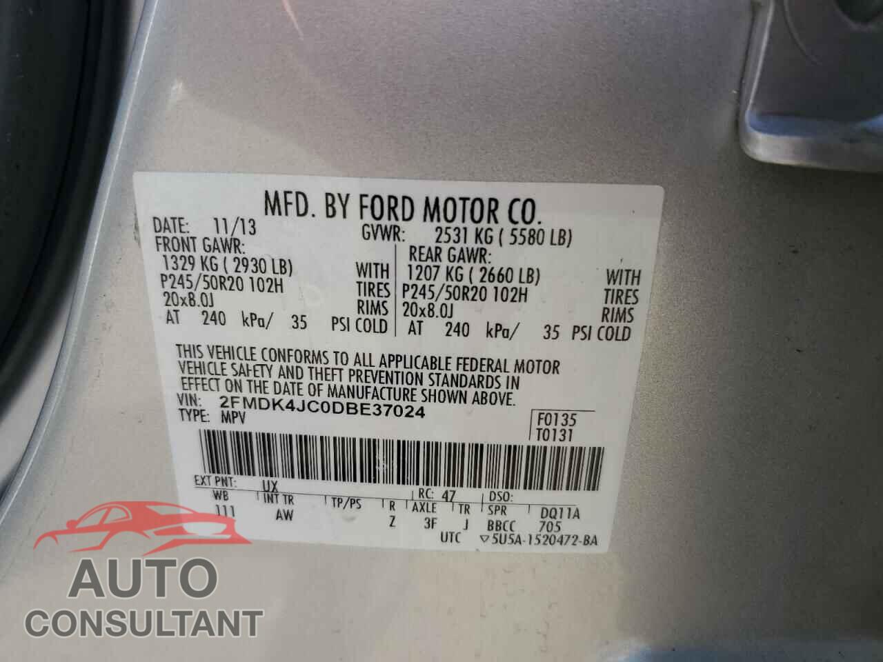 FORD EDGE 2013 - 2FMDK4JC0DBE37024