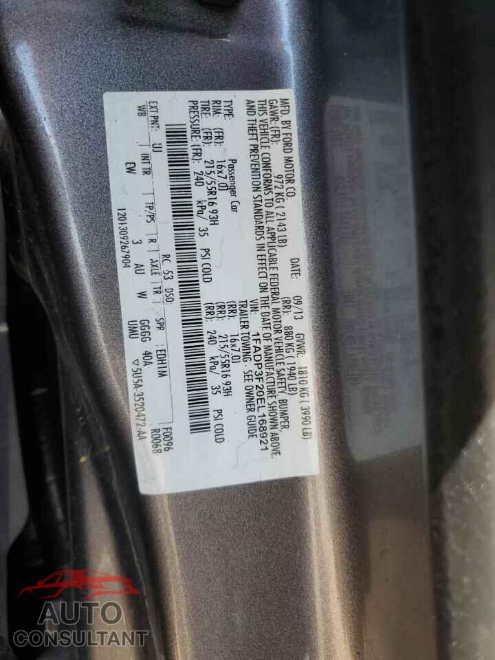 FORD FOCUS 2014 - 1FADP3F20EL168921