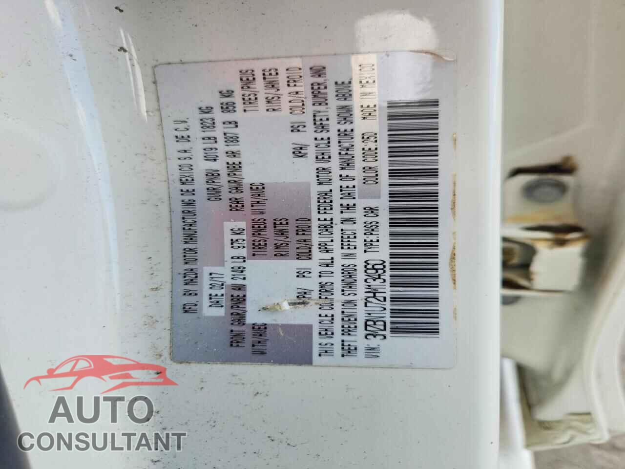 MAZDA 3 2017 - 3MZBN1U72HM134960