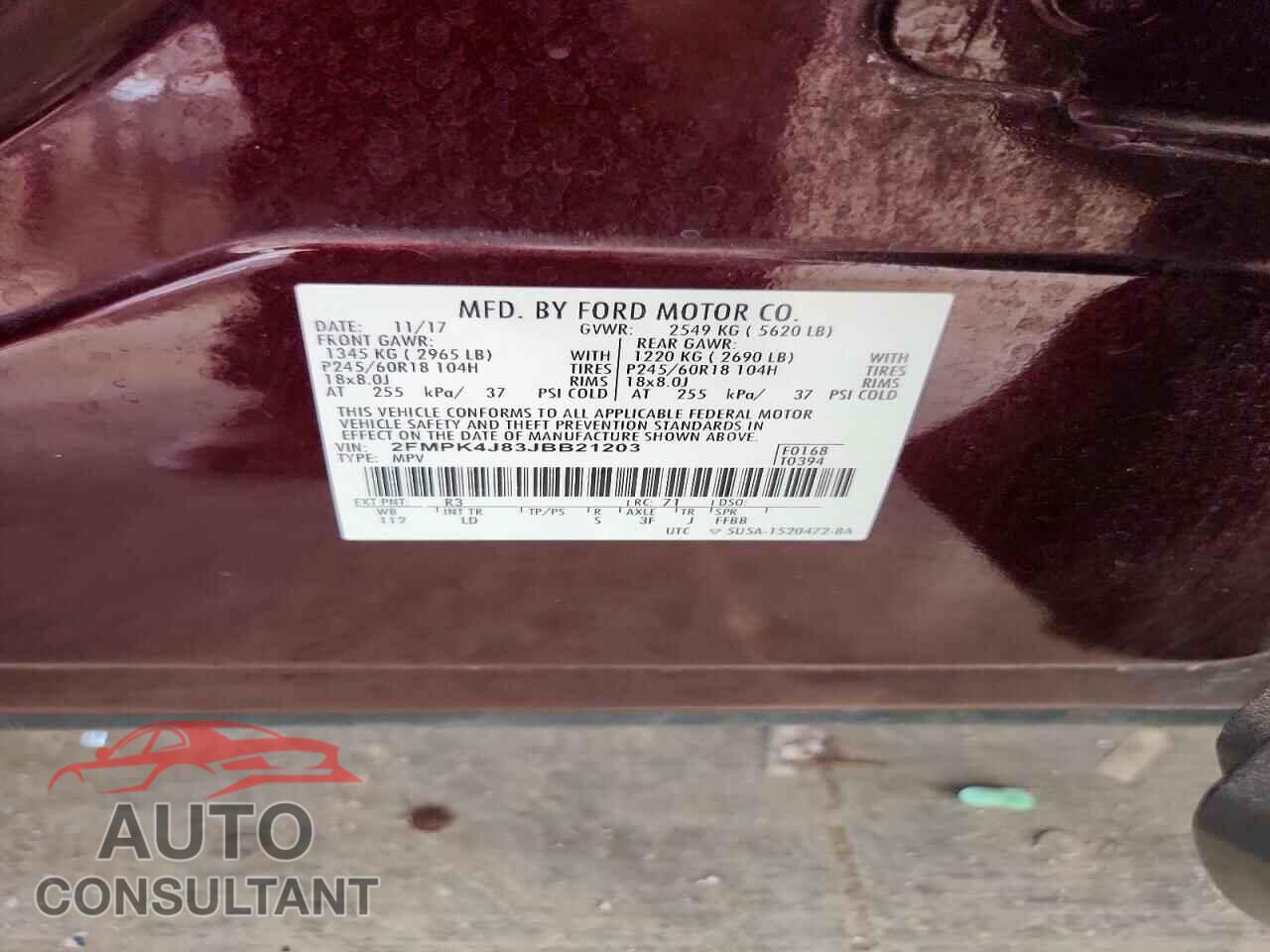 FORD EDGE 2018 - 2FMPK4J83JBB21203