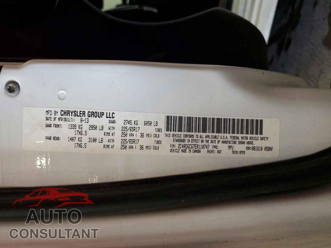 DODGE CARAVAN 2014 - 2C4RDGCG7ER110747