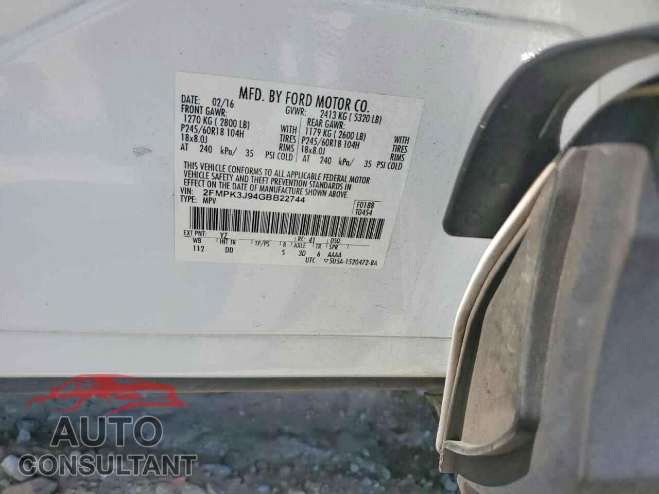 FORD EDGE 2016 - 2FMPK3J94GBB22744