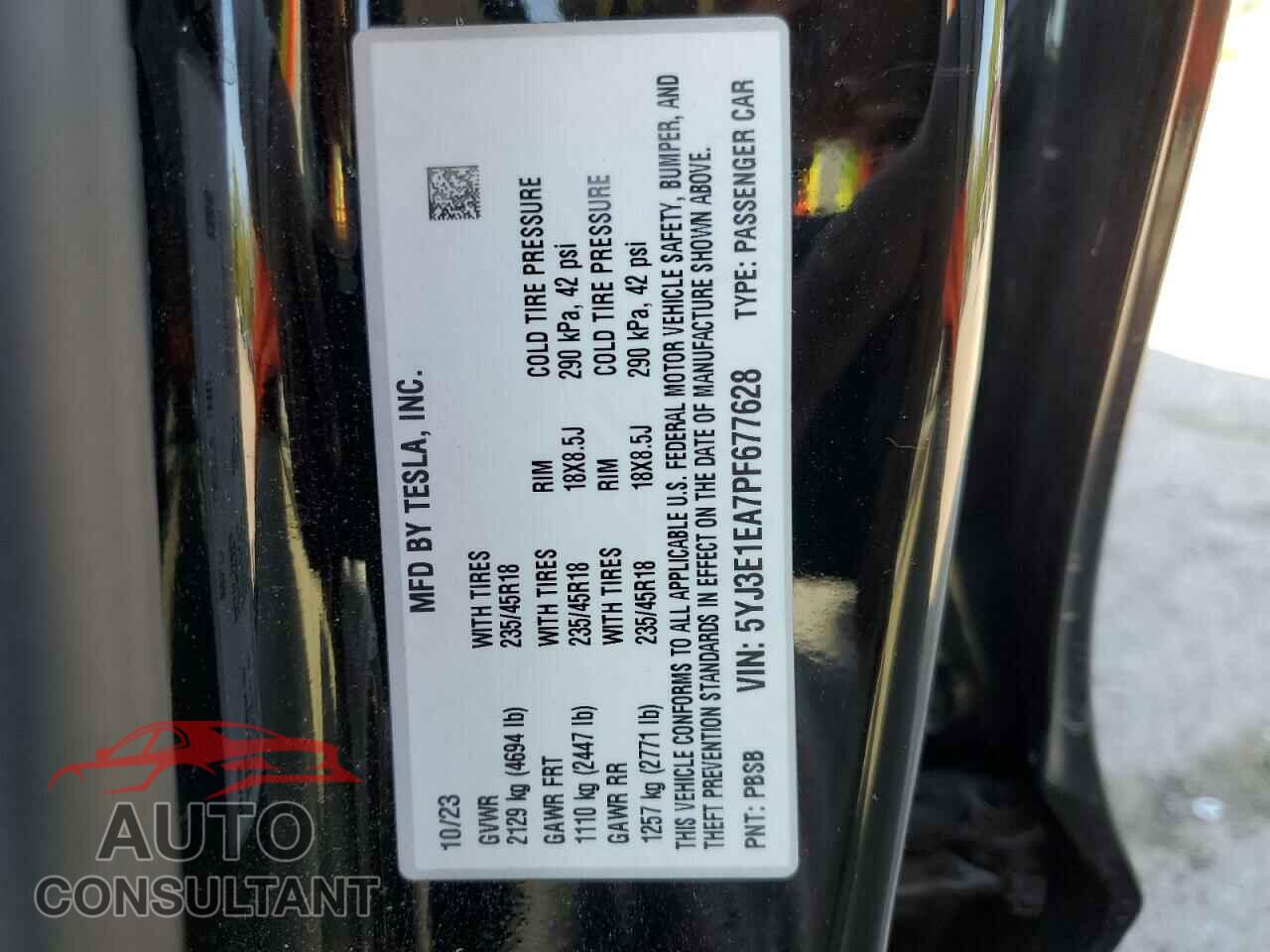 TESLA MODEL 3 2023 - 5YJ3E1EA7PF677628