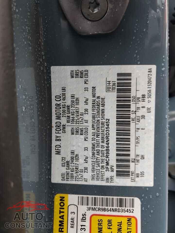 FORD BRONCO 2022 - 3FMCR9B64NRD35452