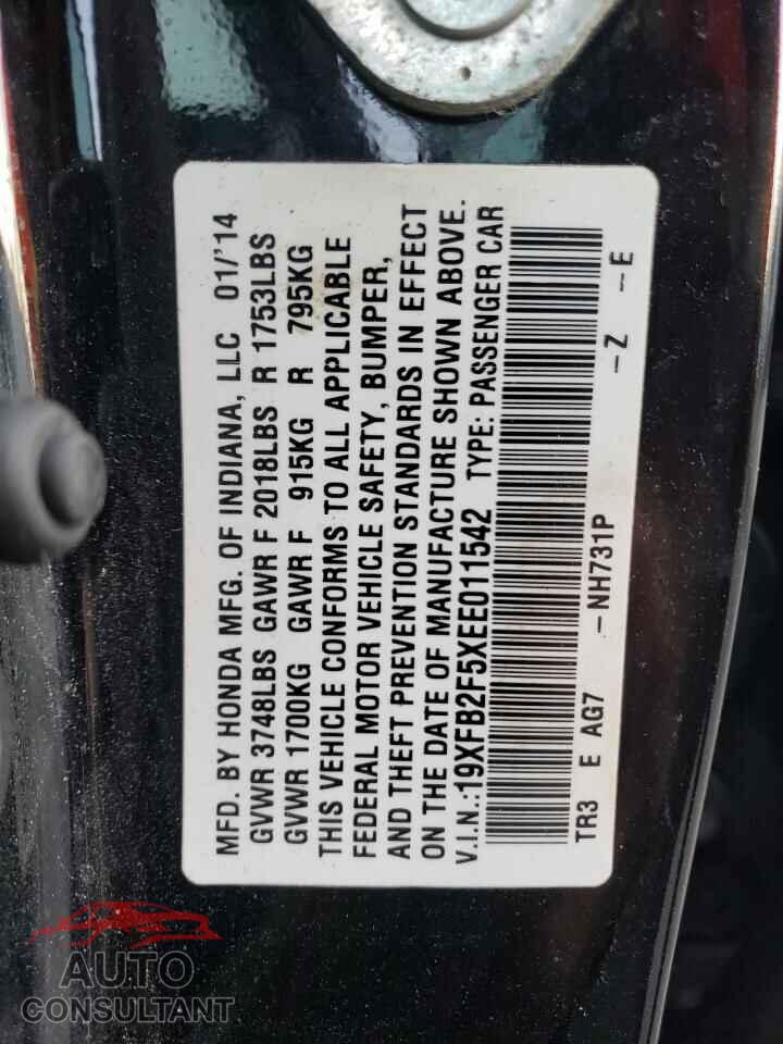 HONDA CIVIC 2014 - 19XFB2F5XEE011542