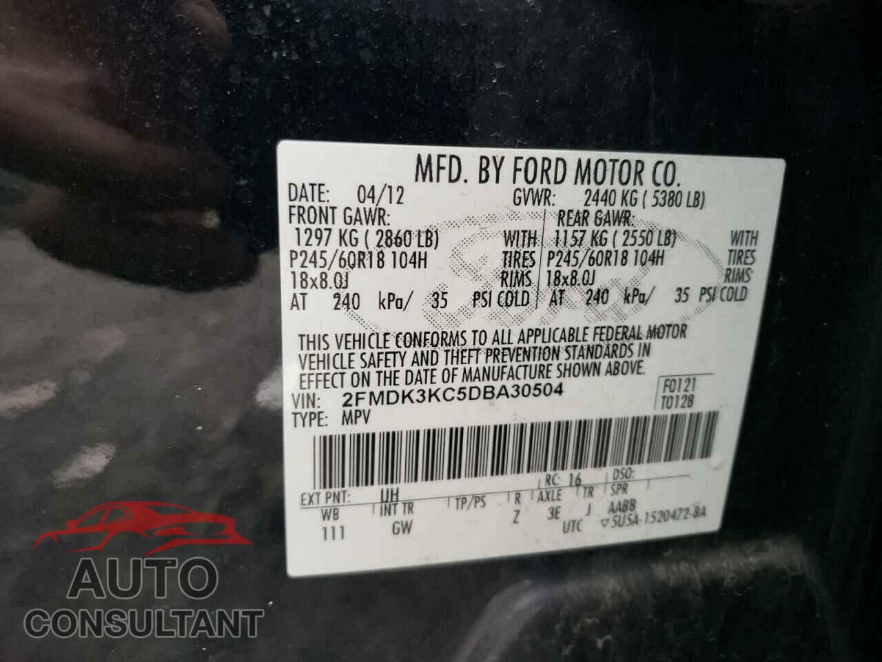 FORD EDGE 2013 - 2FMDK3KC5DBA30504