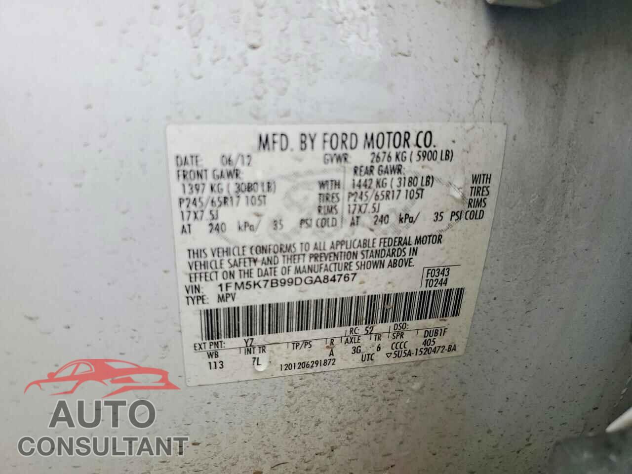 FORD EXPLORER 2013 - 1FM5K7B99DGA84767