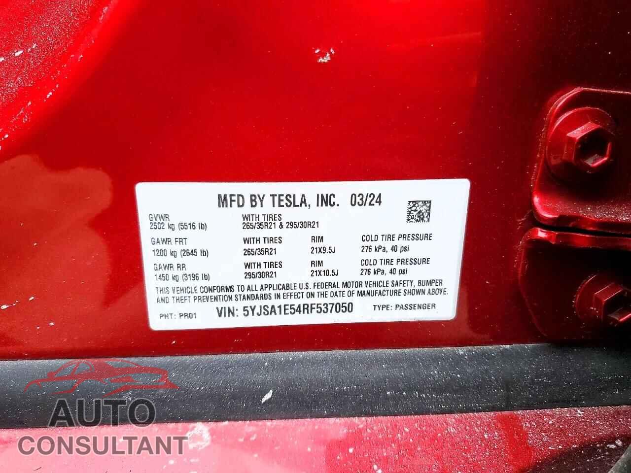 TESLA MODEL S 2024 - 5YJSA1E54RF537050