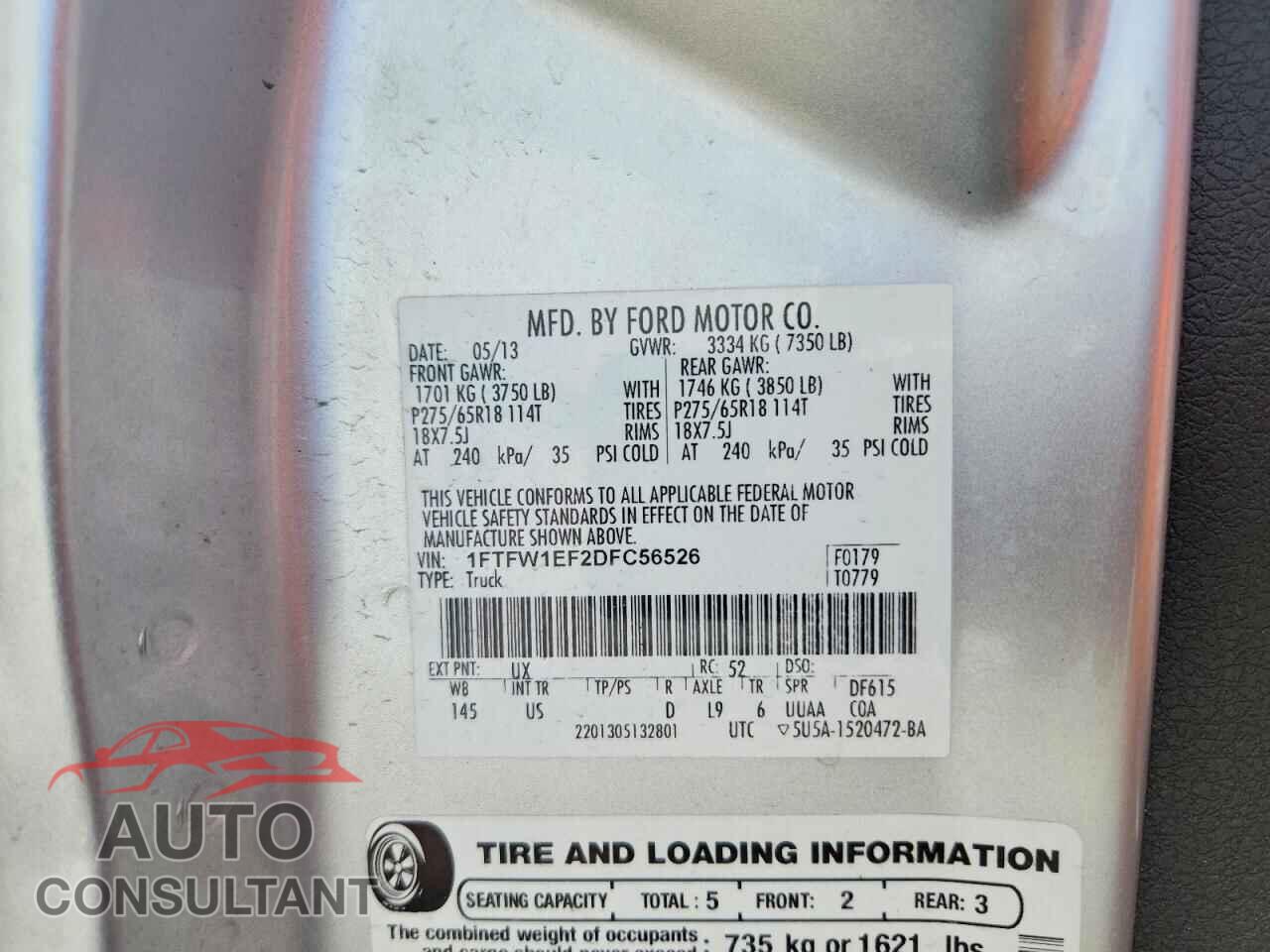 FORD F-150 2013 - 1FTFW1EF2DFC56526