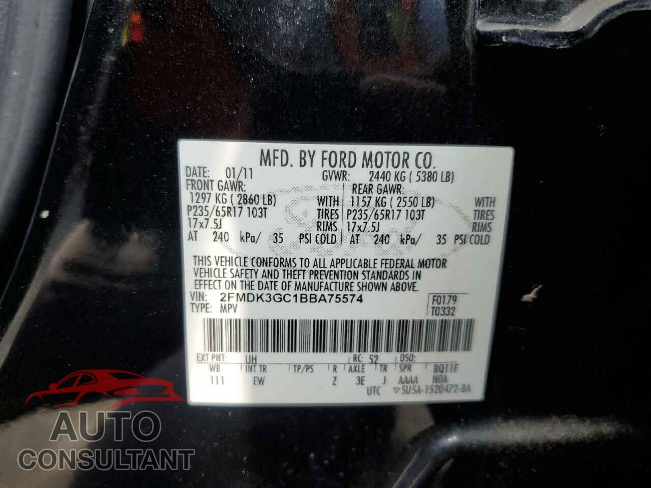 FORD EDGE 2011 - 2FMDK3GC1BBA75574