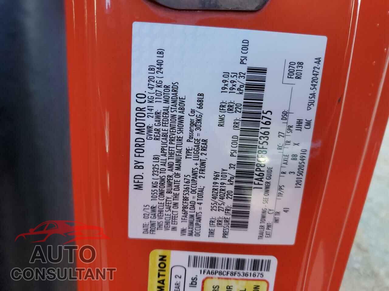FORD MUSTANG 2015 - 1FA6P8CF8F5361675