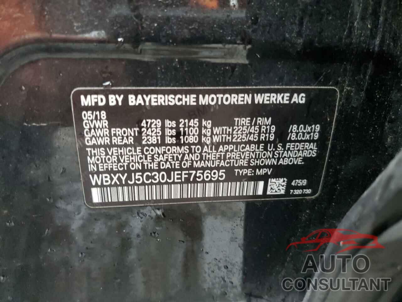 BMW X2 2018 - WBXYJ5C30JEF75695