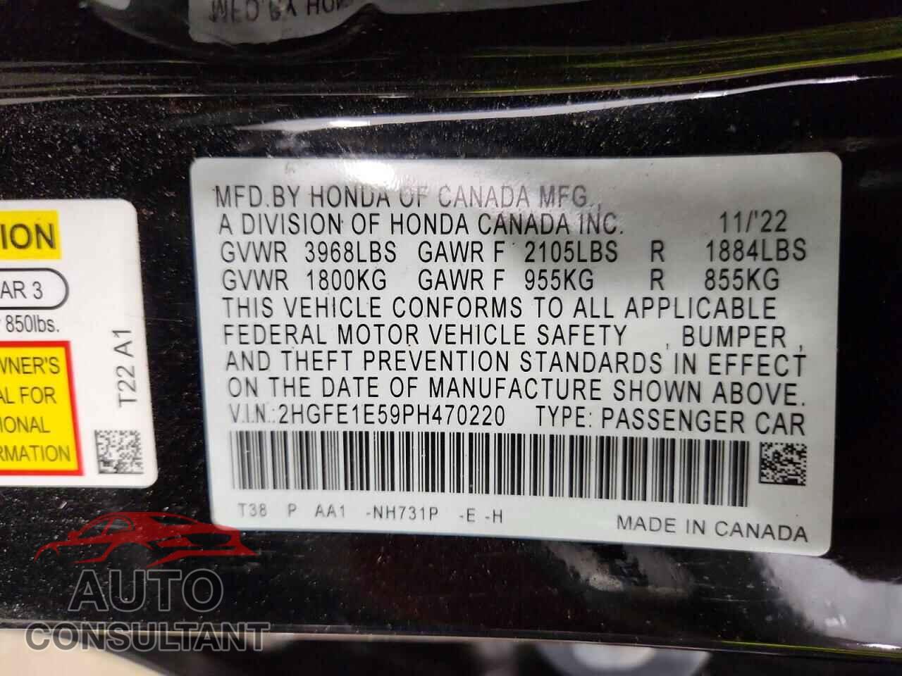 HONDA CIVIC 2023 - 2HGFE1E59PH470220