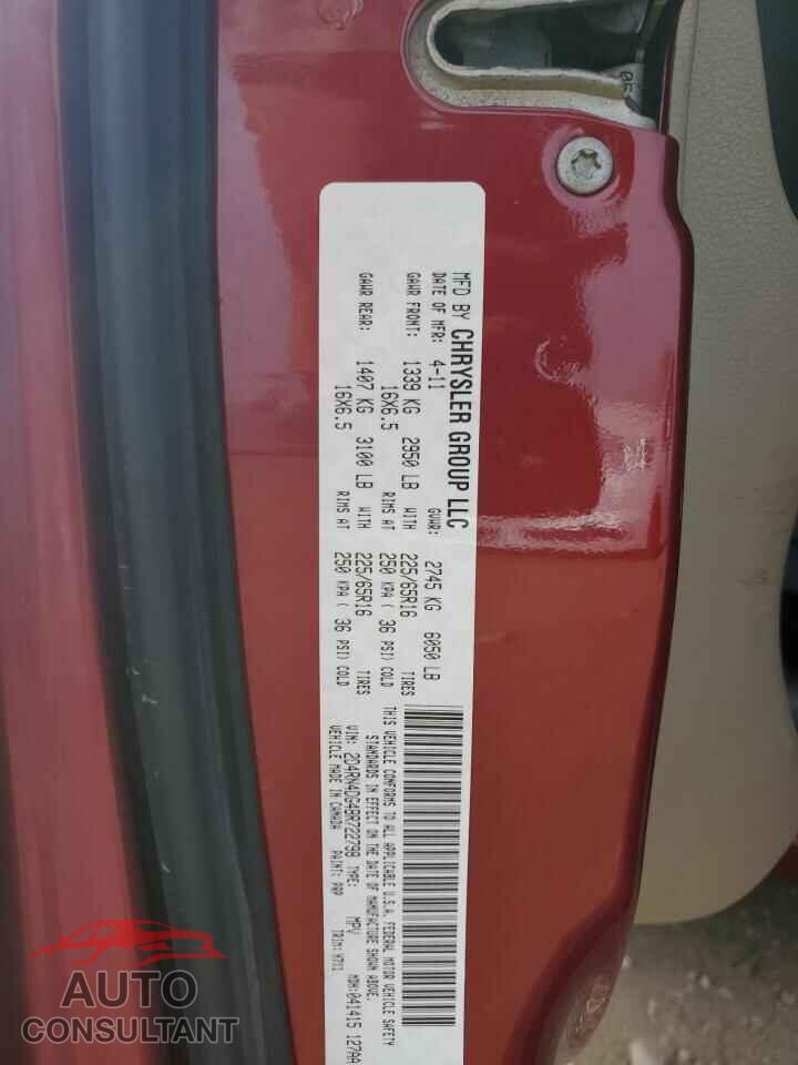 DODGE CARAVAN 2011 - 2D4RN4DG4BR722798
