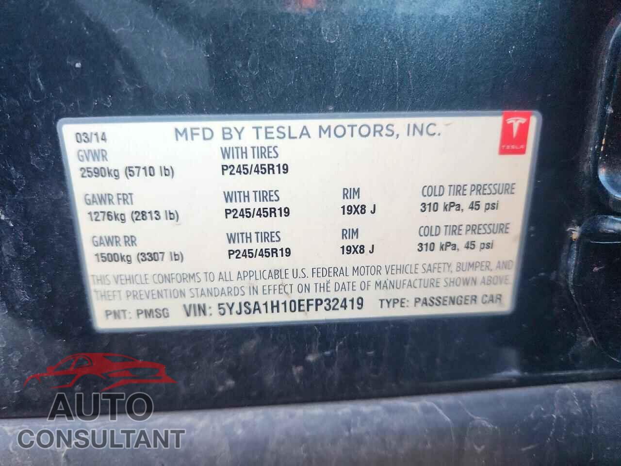 TESLA MODEL S 2014 - 5YJSA1H10EFP32419