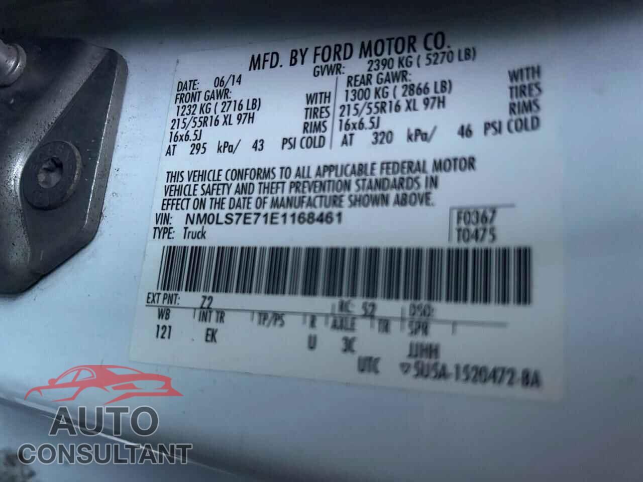 FORD TRANSIT 2014 - NM0LS7E71E1168461