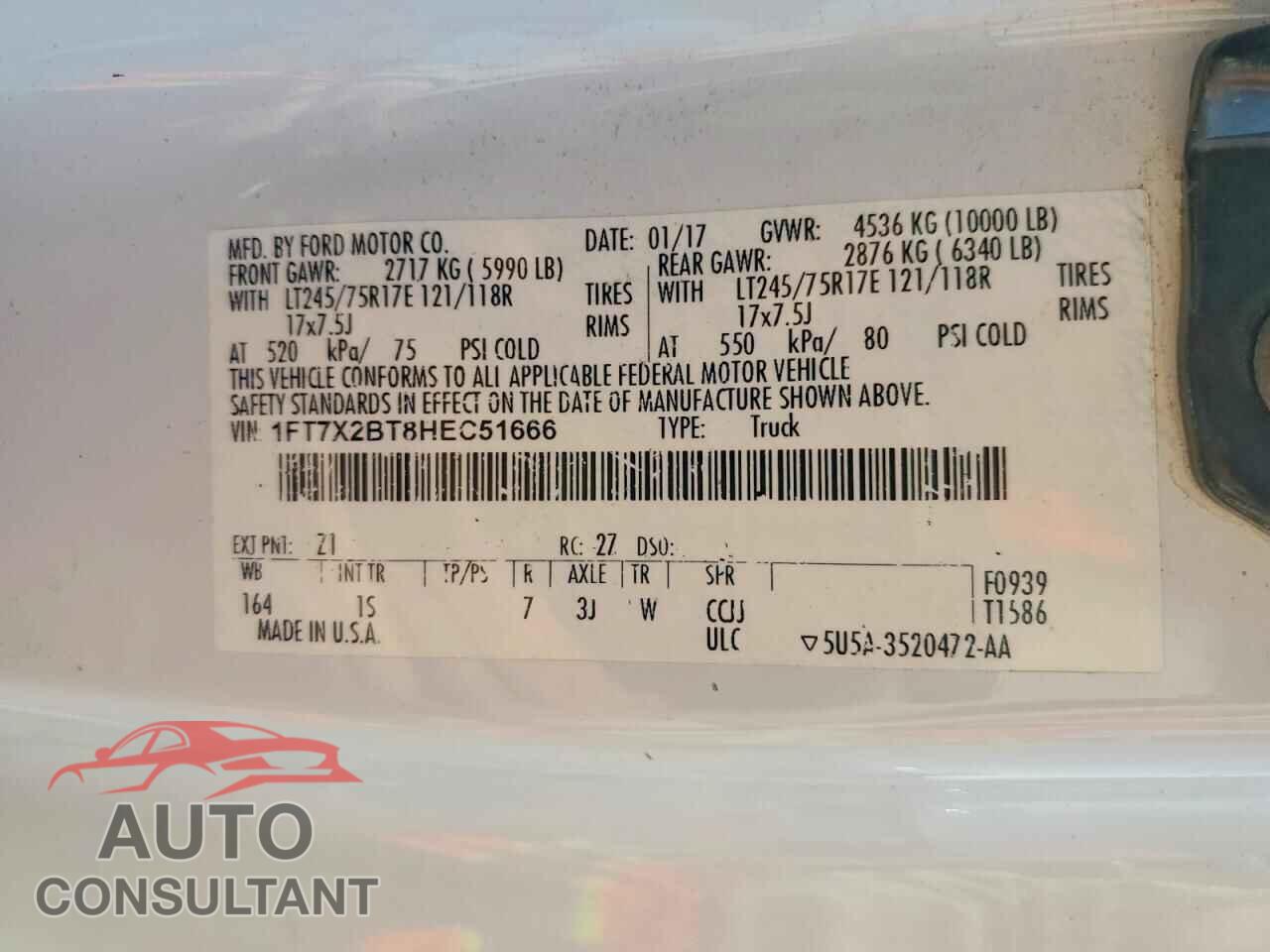 FORD F250 2017 - 1FT7X2BT8HEC51666