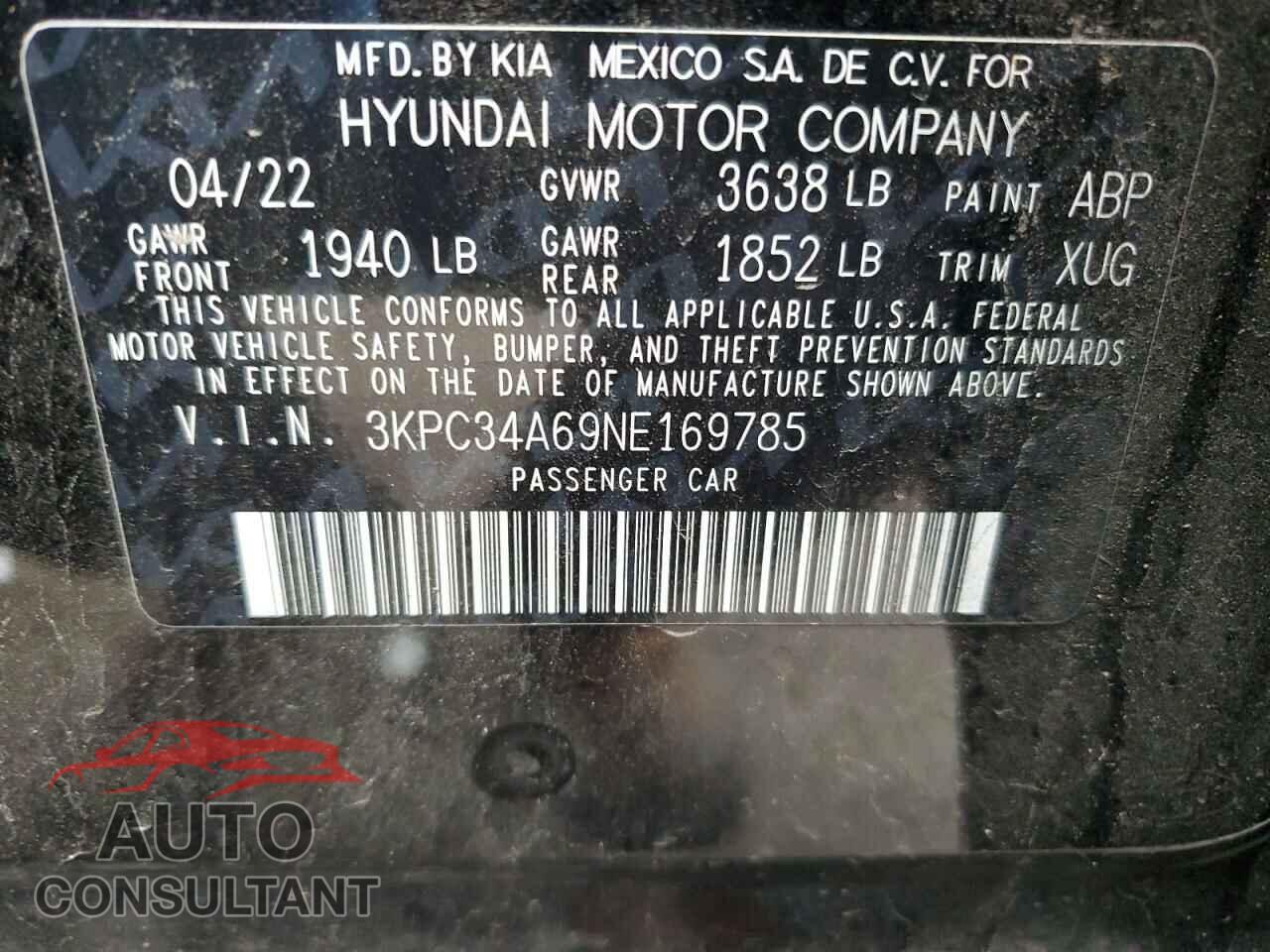 HYUNDAI ACCENT 2022 - 3KPC34A69NE169785