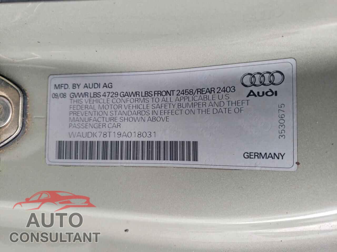 AUDI A5 2009 - WAUDK78T19A018031