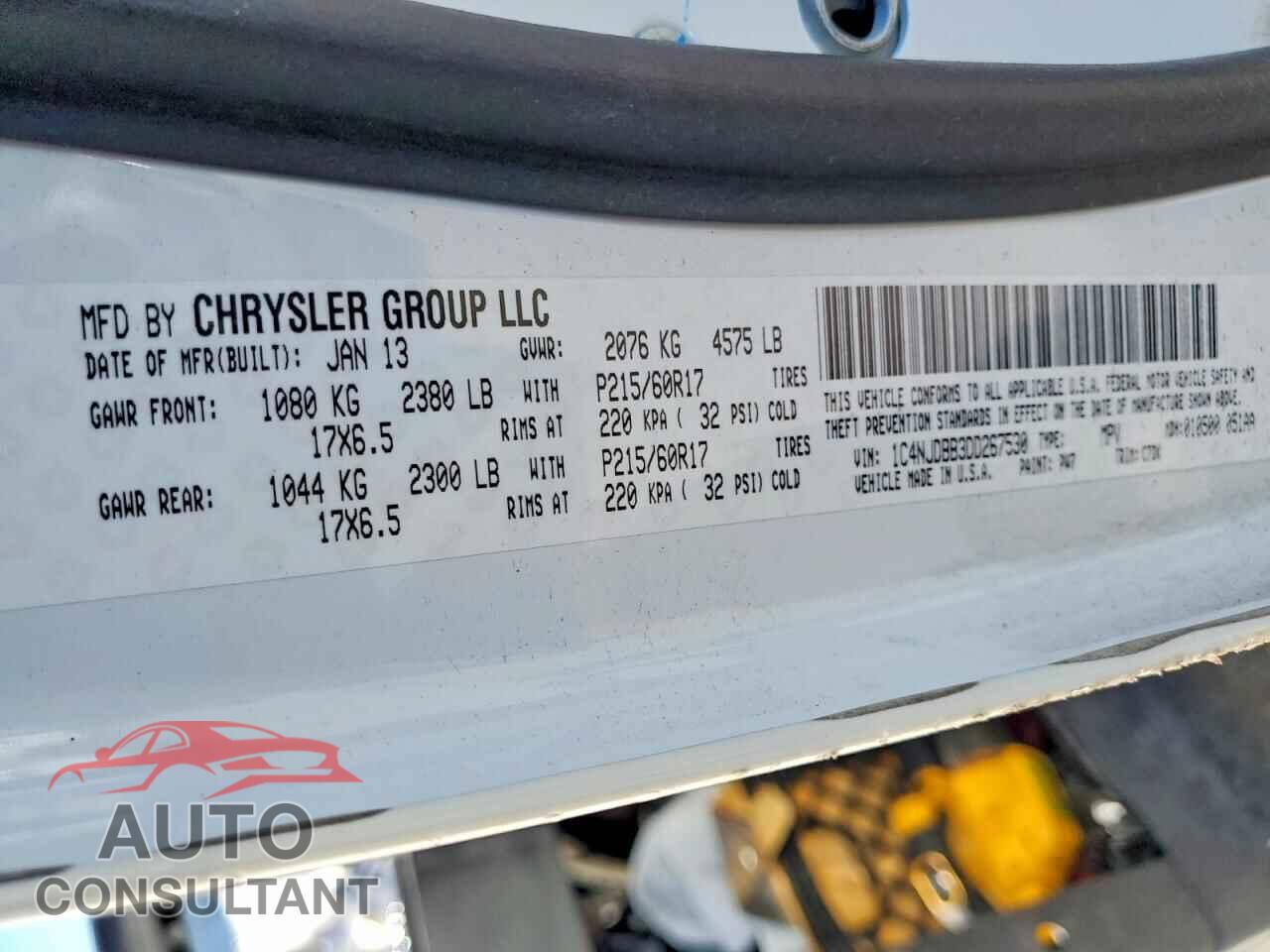 JEEP COMPASS 2013 - 1C4NJDBB3DD267530