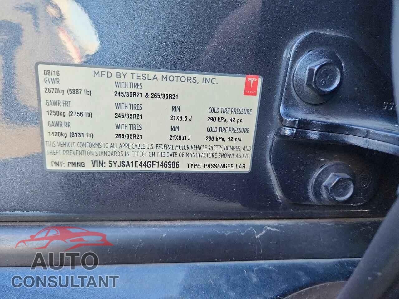 TESLA MODEL S 2016 - 5YJSA1E44GF146906