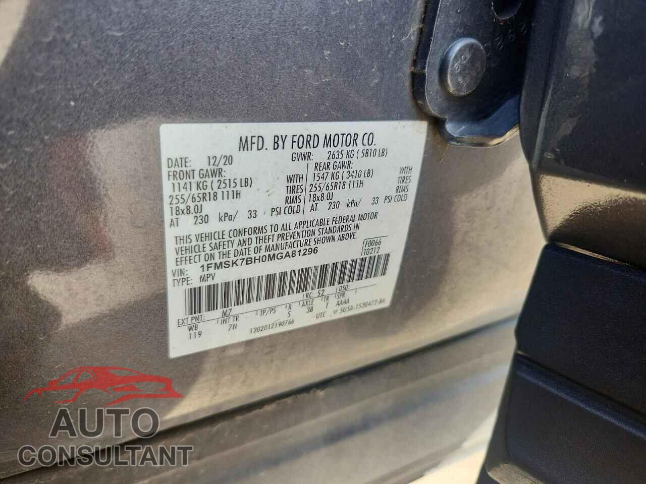 FORD EXPLORER 2021 - 1FMSK7BH0MGA81296